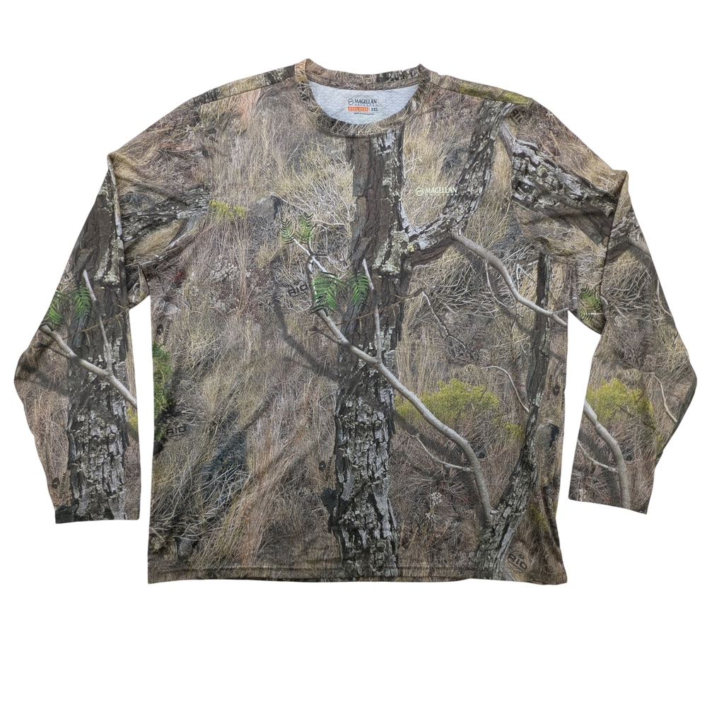 Magellan Outdoors Mens 2XL Camo Long Sleeve Stretch Synthetic Hunt Gear Shirt RI